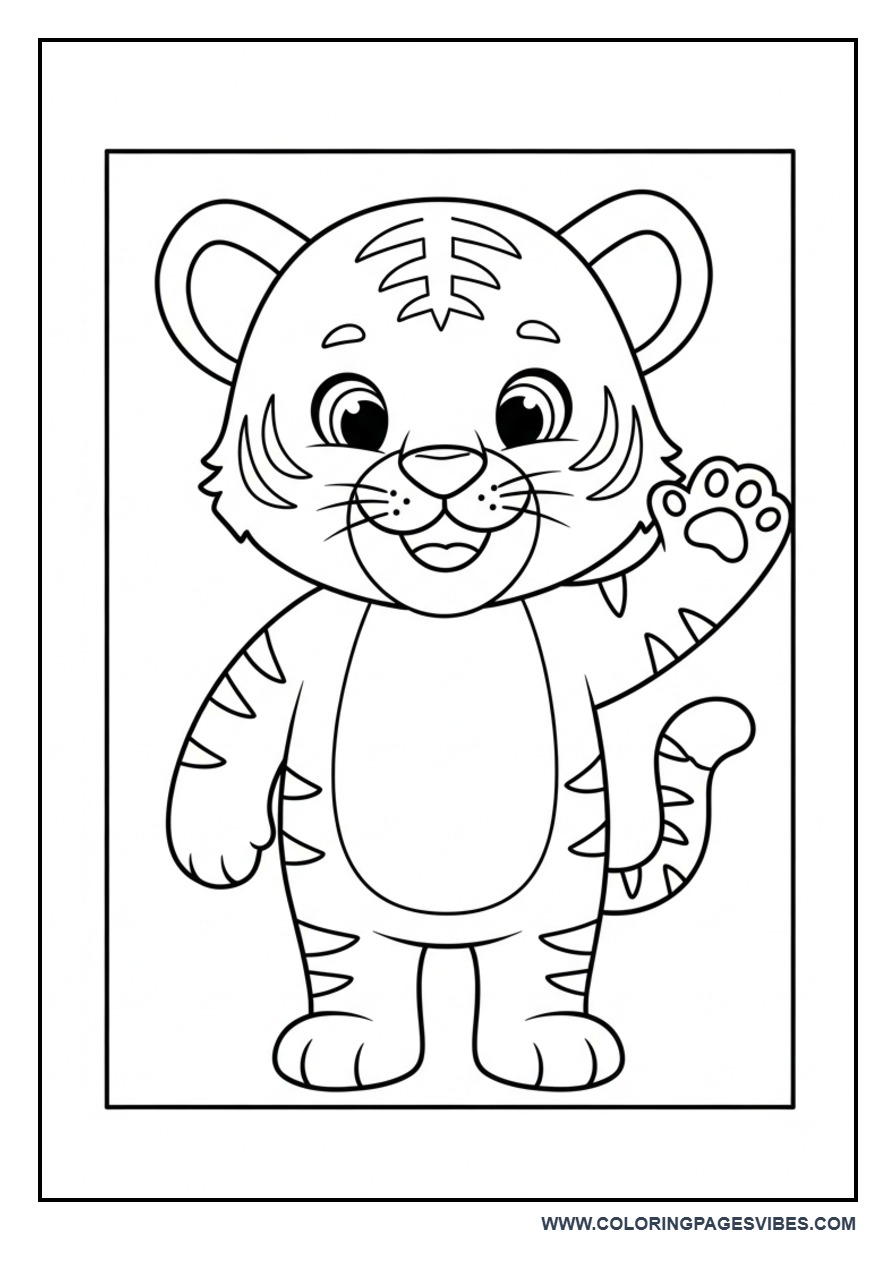 Happy Tiger Cub Waving