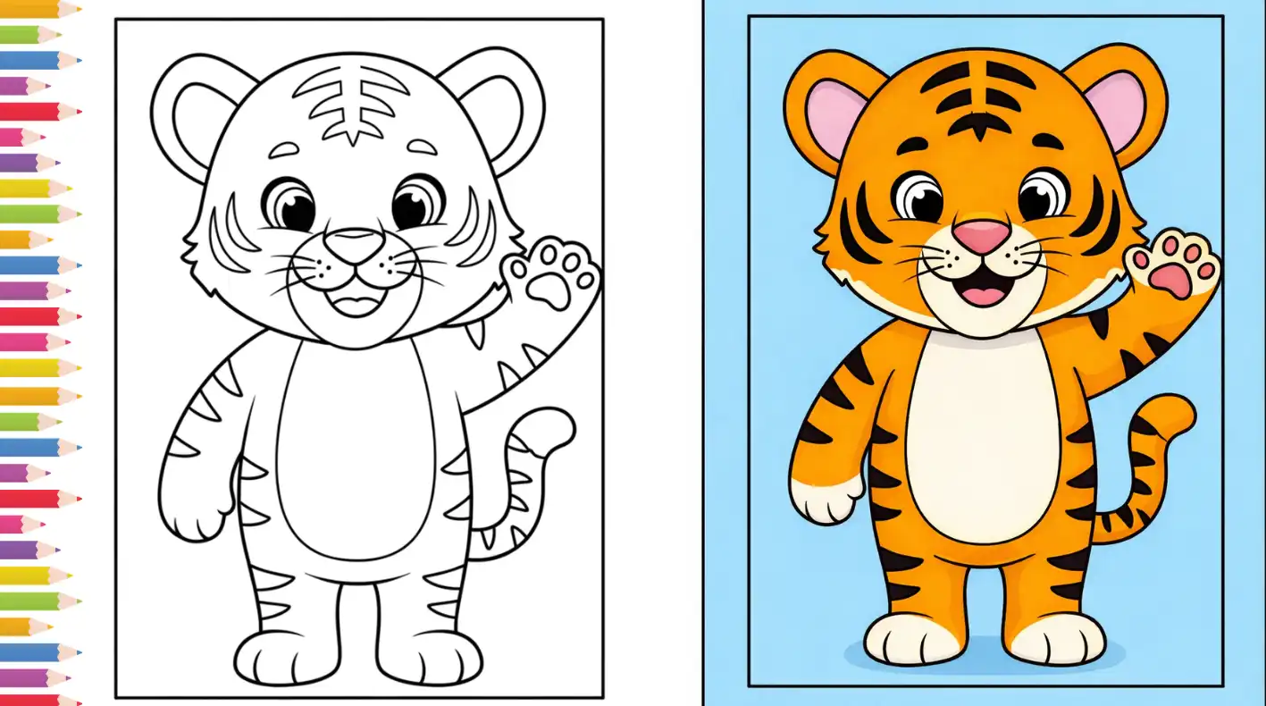 100 Tiger Coloring Pages to Print (Cute, Realistic & Fun Designs)
