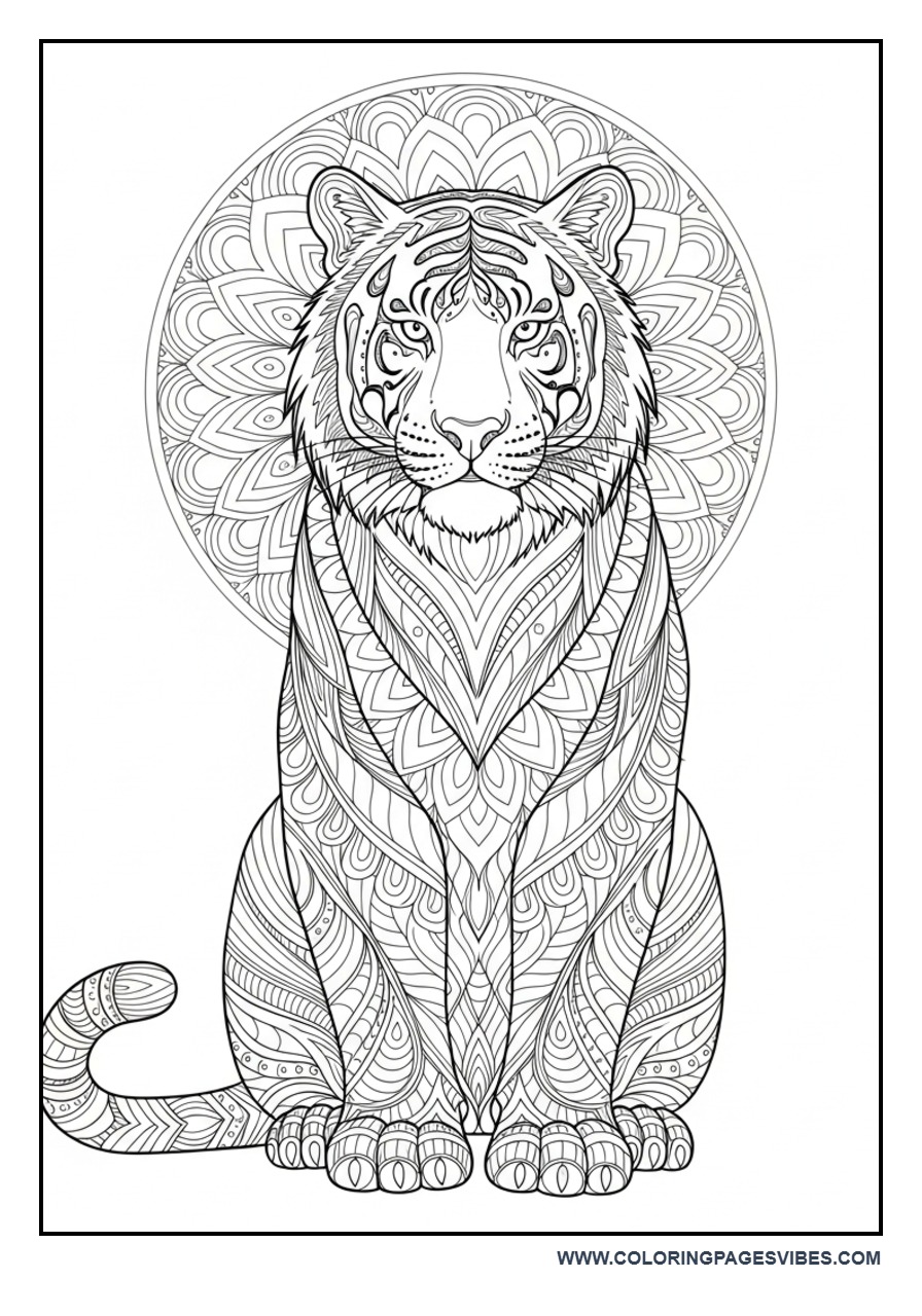 Mandala Tiger Sitting Pose