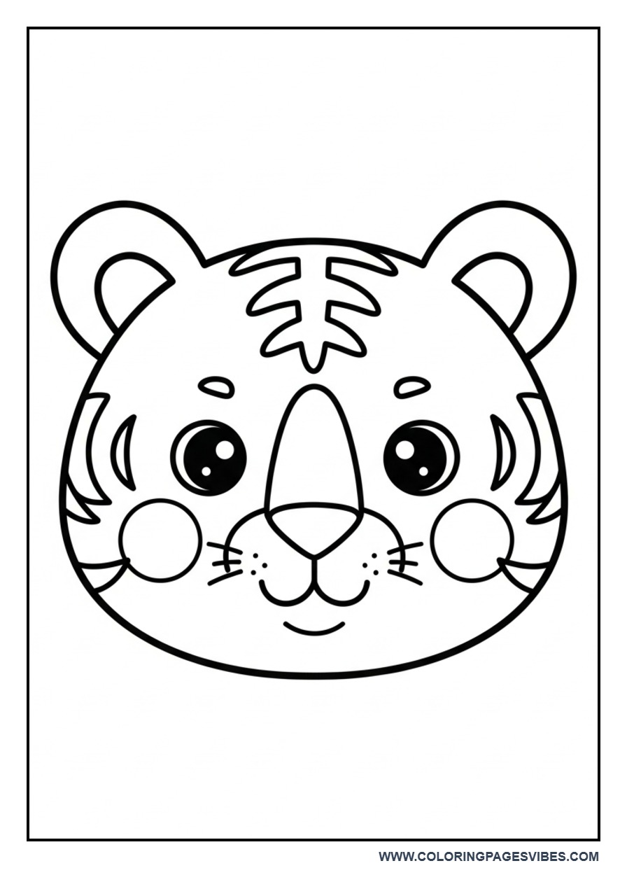 Smiling Cartoon Tiger Face