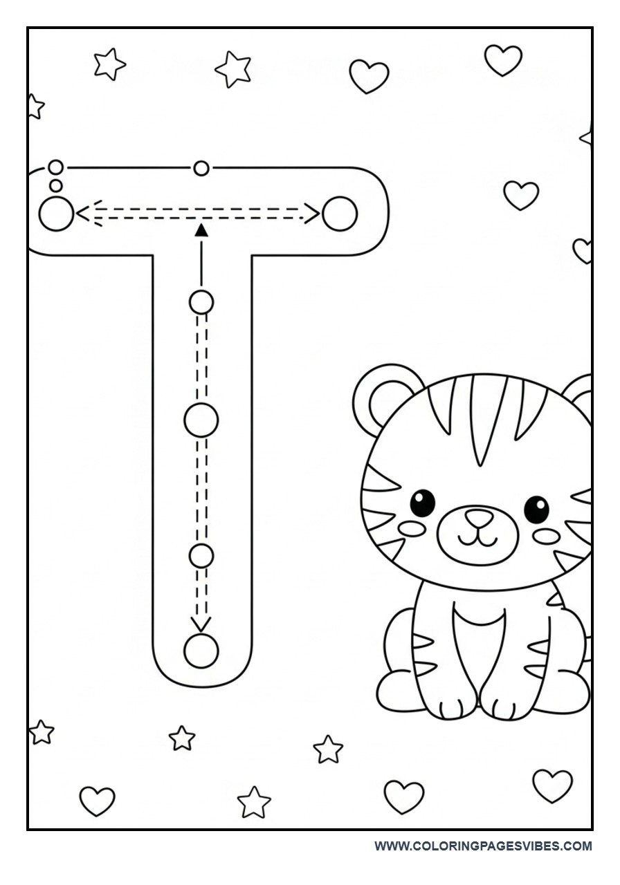 T for Tiger Tracing Page