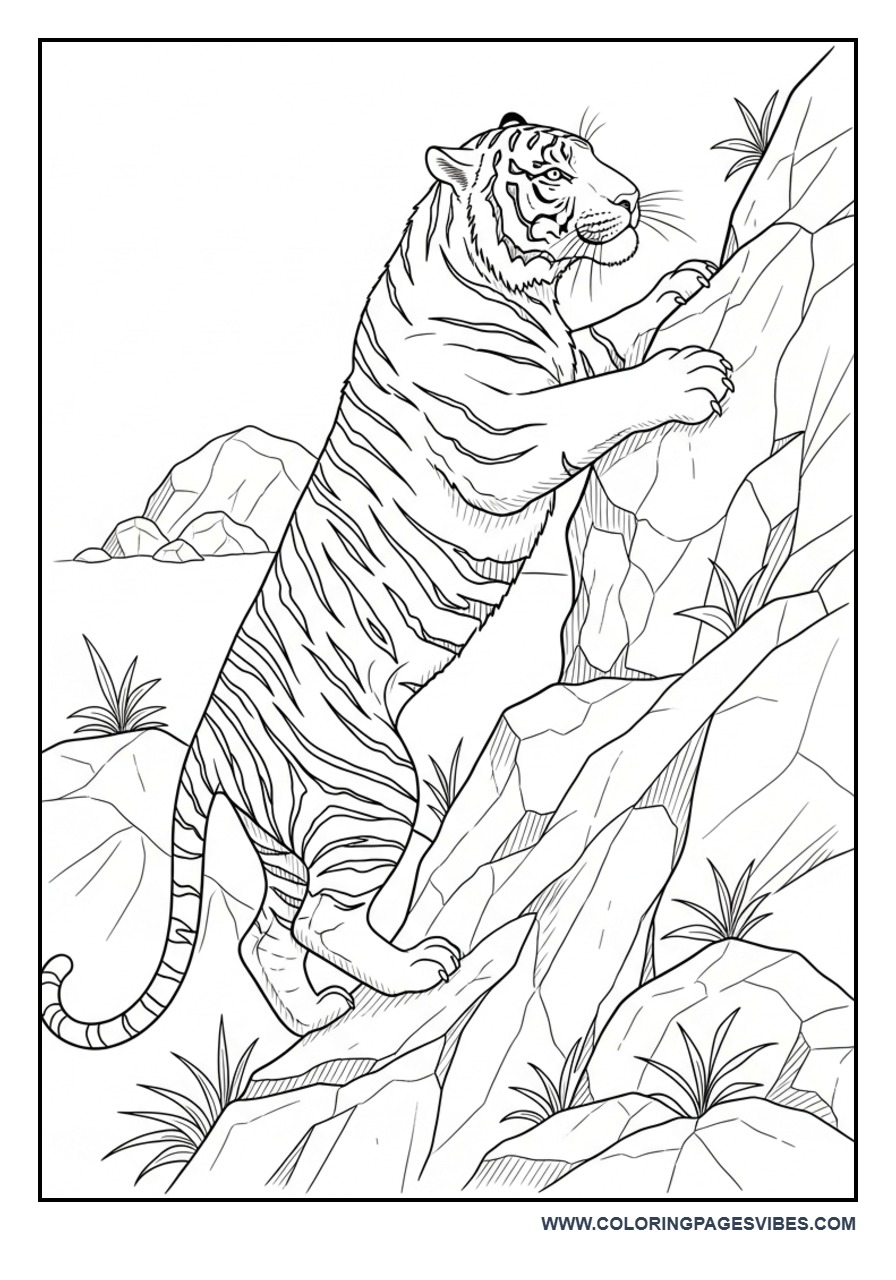 Tiger Climbing a Rock