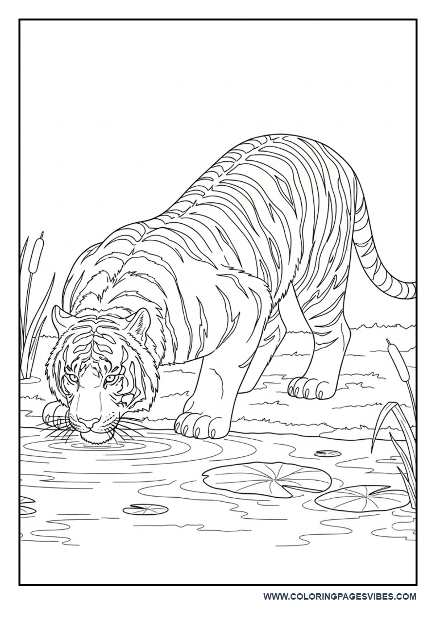 Tiger Drinking Water