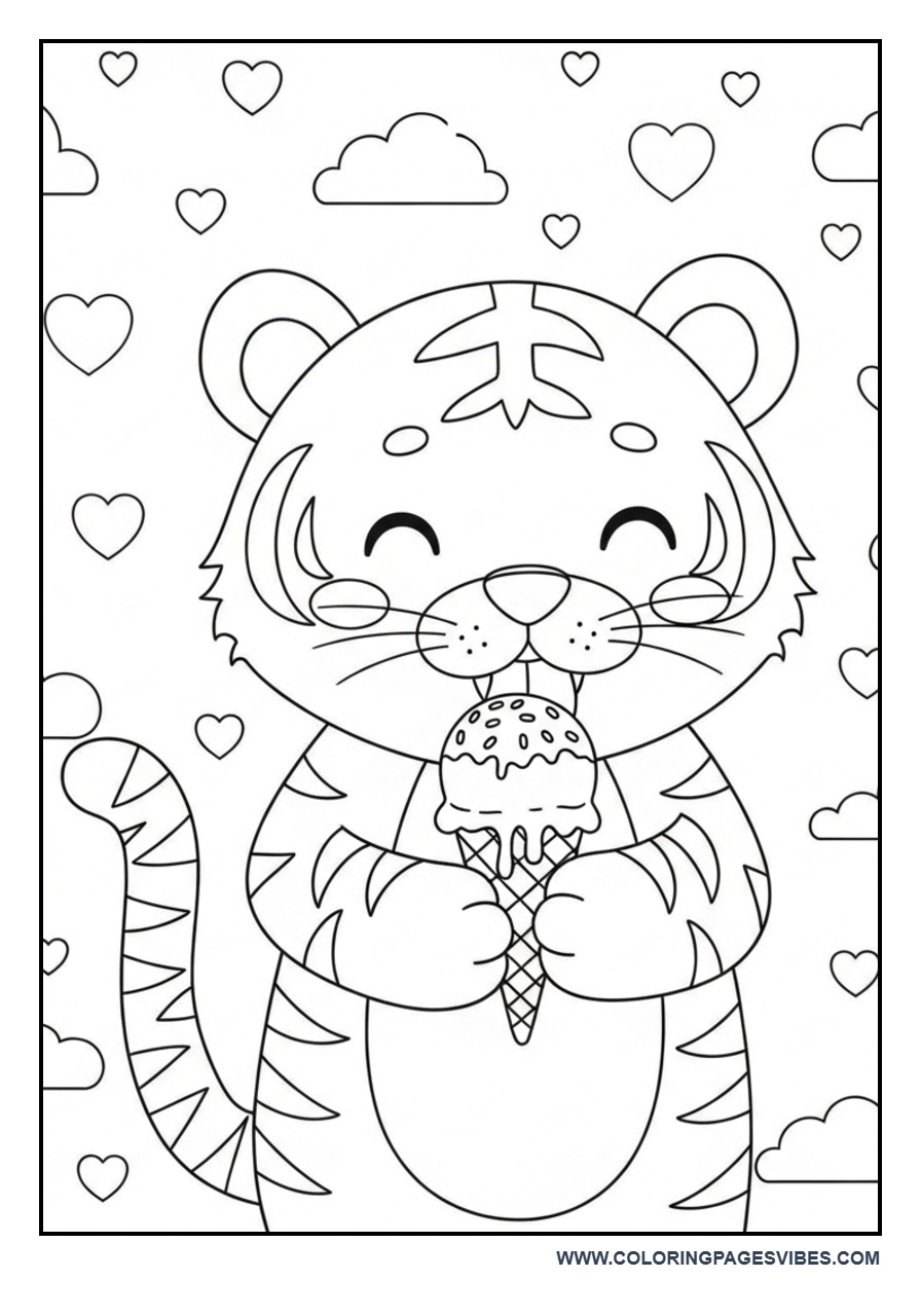 Tiger Eating Ice Cream