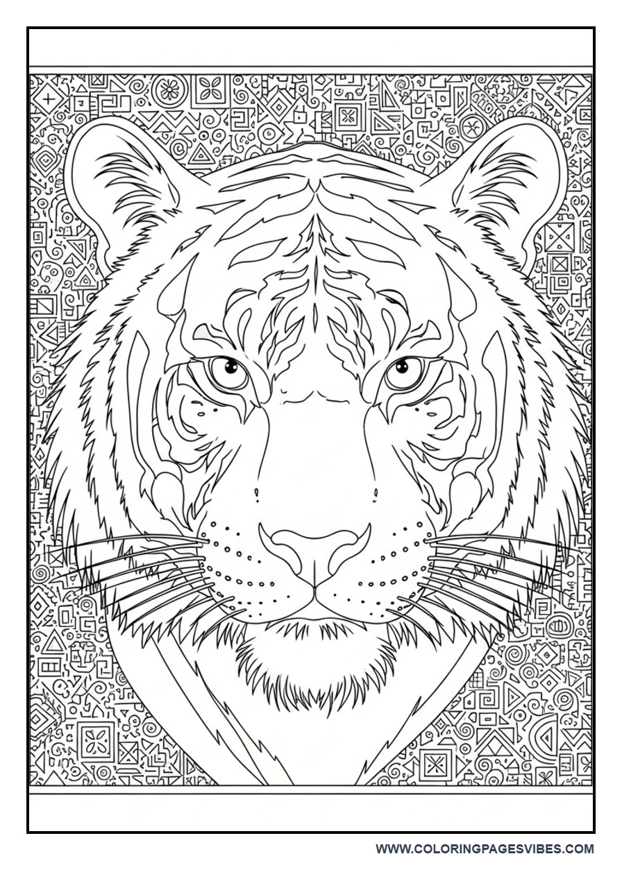 Tiger Face Close-Up Frame