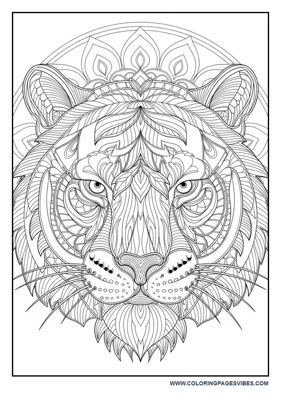 Tiger Face Mandala Design