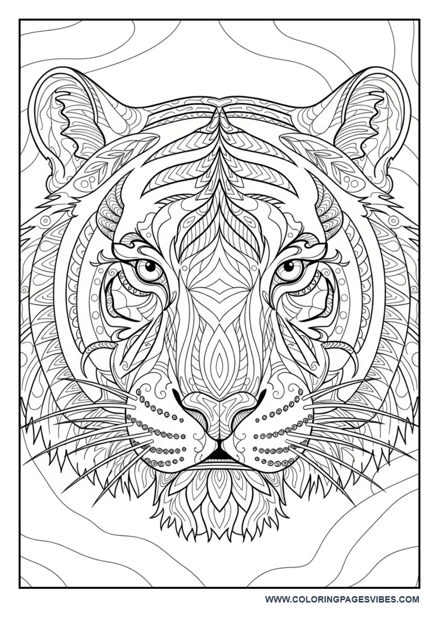 Tiger Head with Abstract Patterns