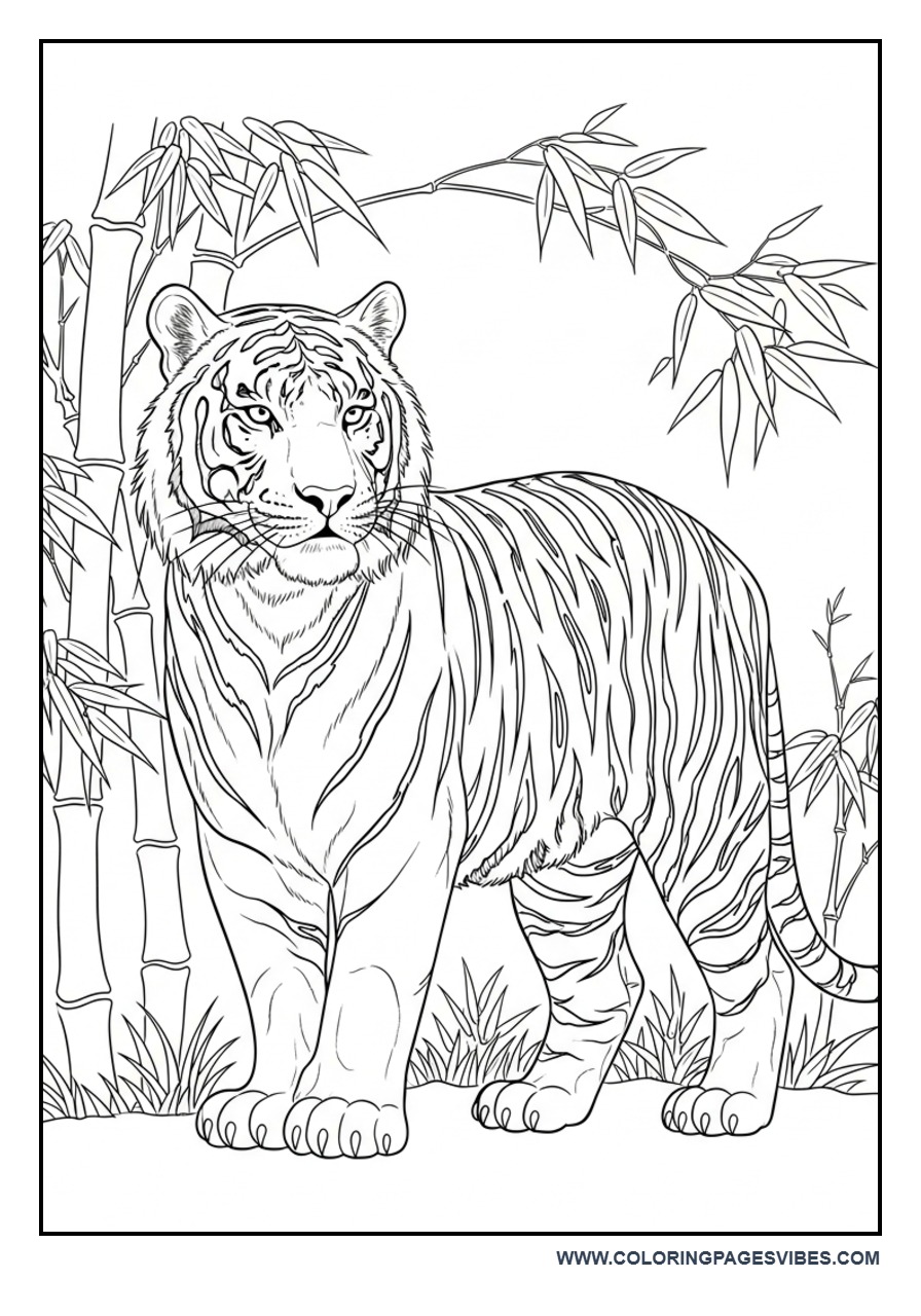 Tiger in Bamboo Forest