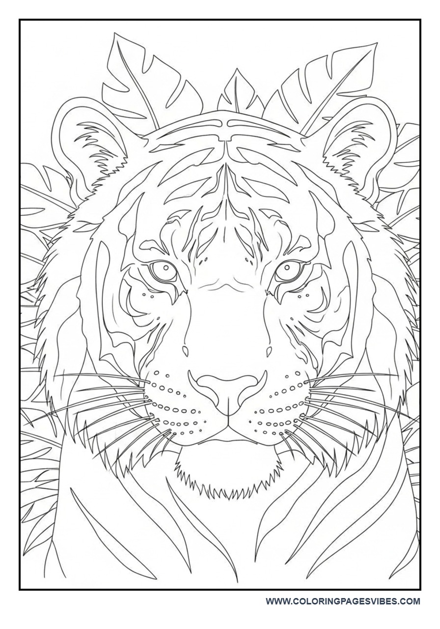 Tiger Looking Forward Close View