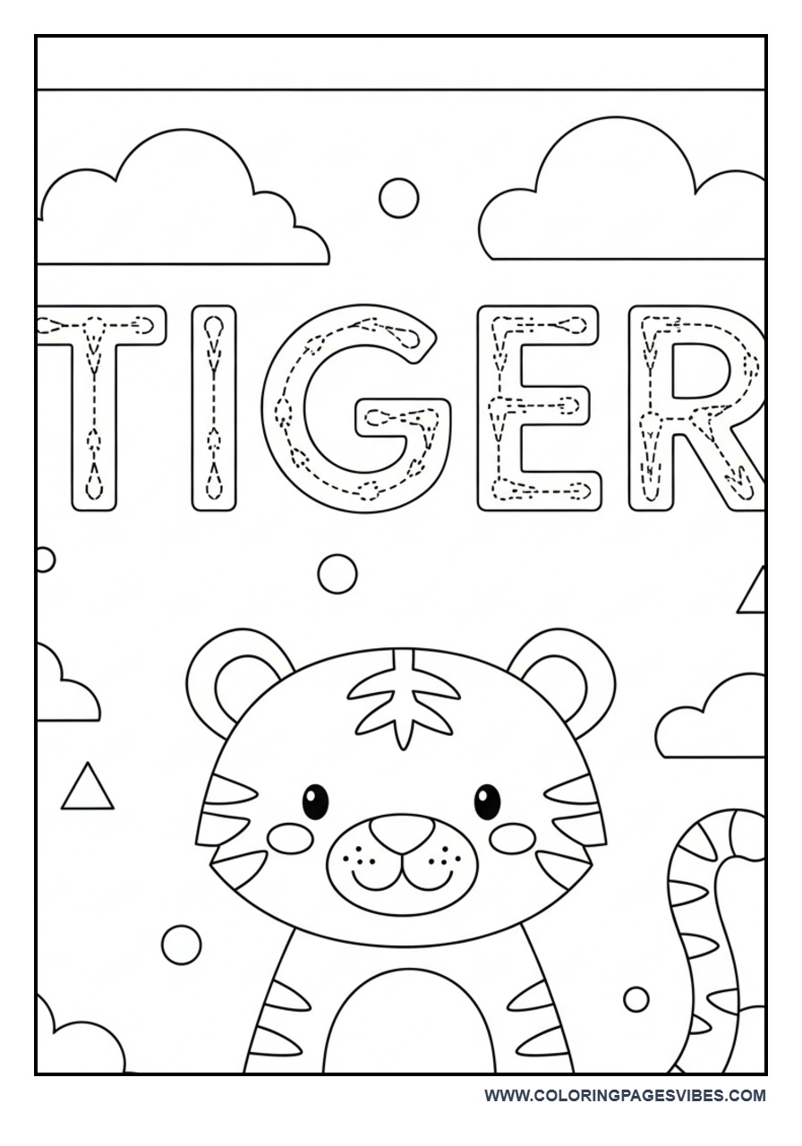 Tiger Name Tracing Page