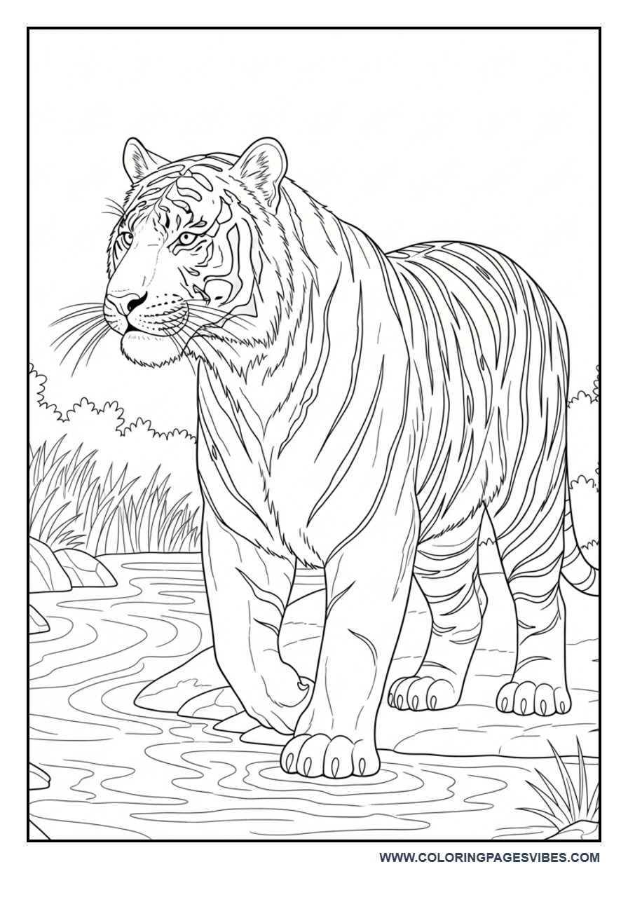 Tiger Near Water Stream