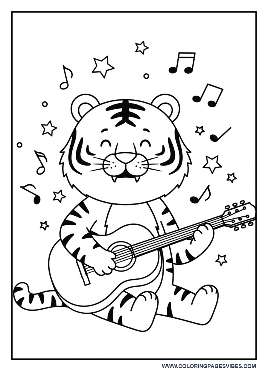 Tiger Playing Guitar