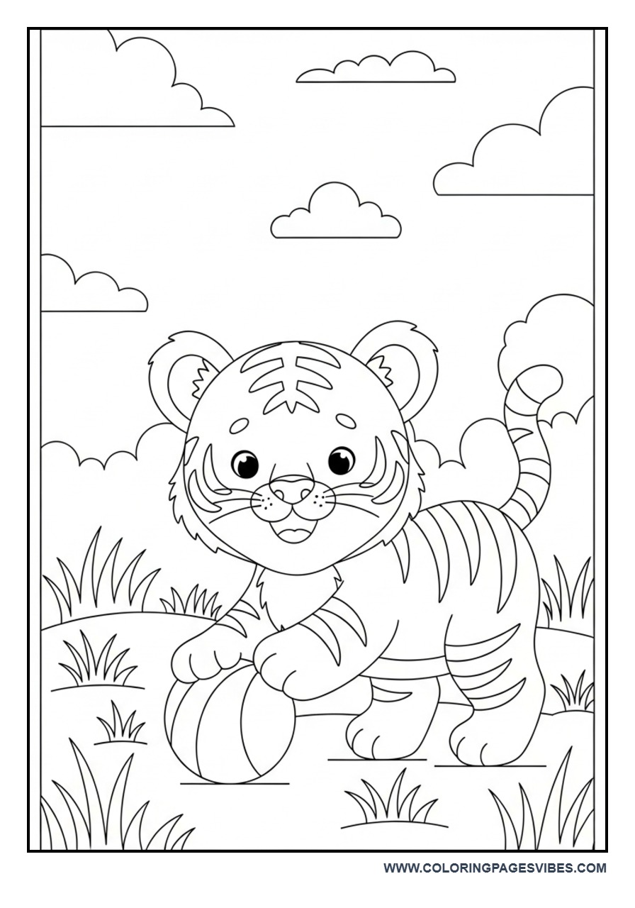 Tiger Playing with Ball