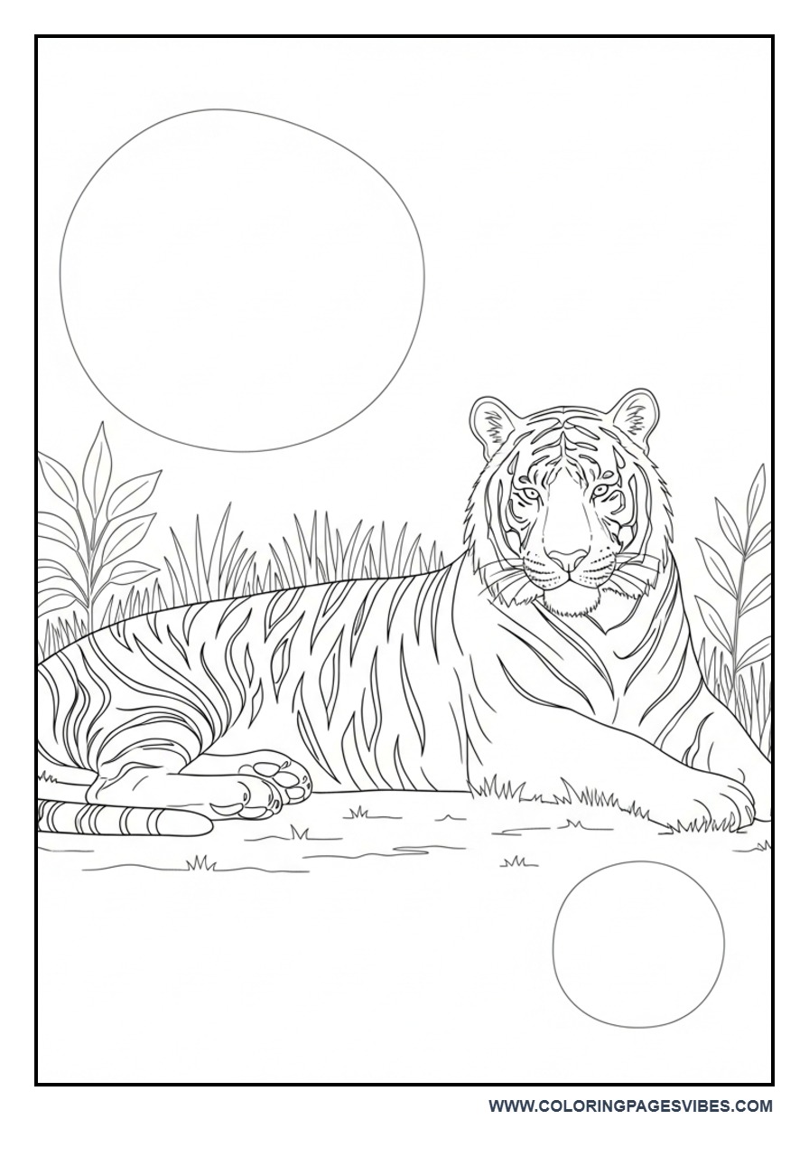 Tiger Resting on Ground