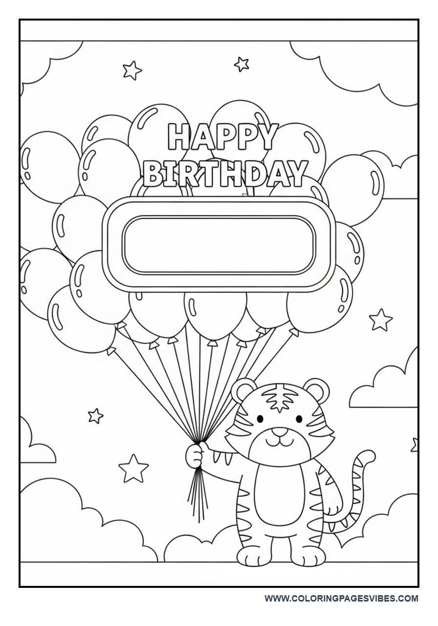 Tiger with Balloons and Name Space