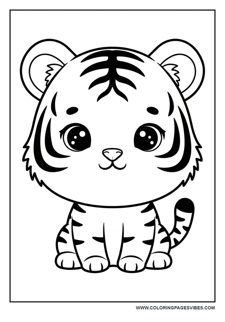 Tiger with Big Eyes Sitting