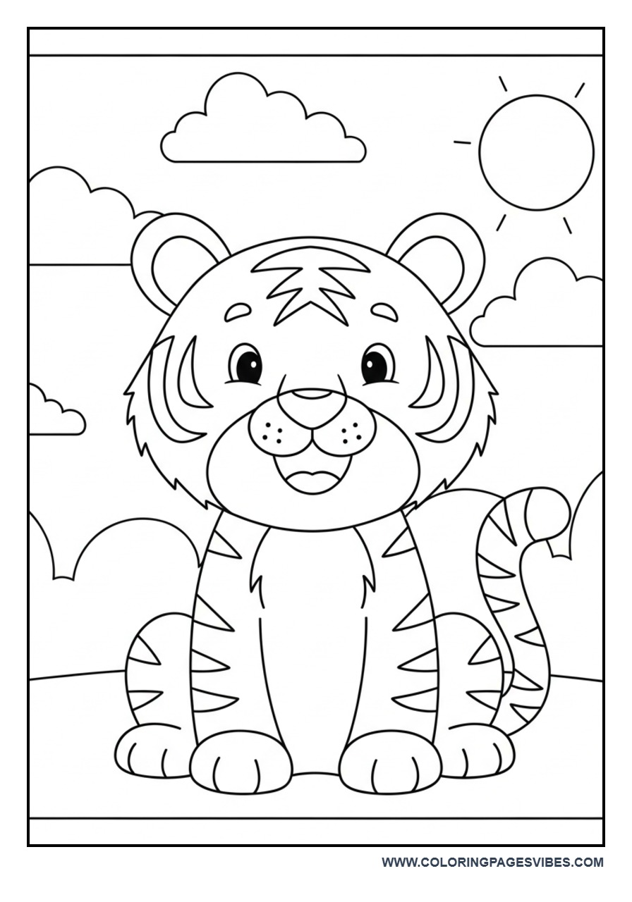 Tiger with Clouds and Sun