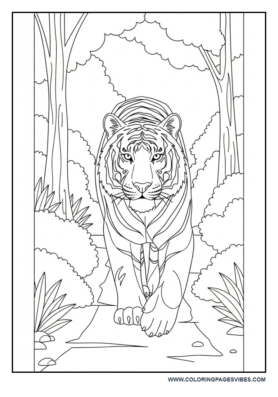Tiger with Jungle Path Perspective