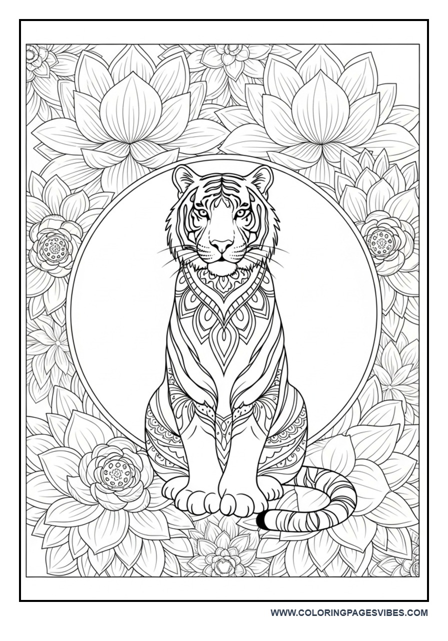 Tiger with Lotus Mandala