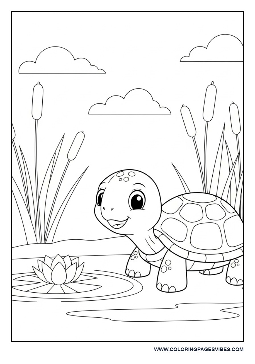 Baby Turtle Near Pond