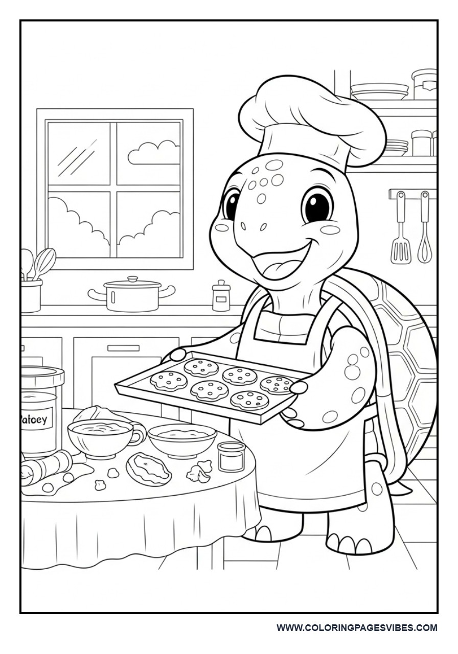 Turtle Baking Cookies