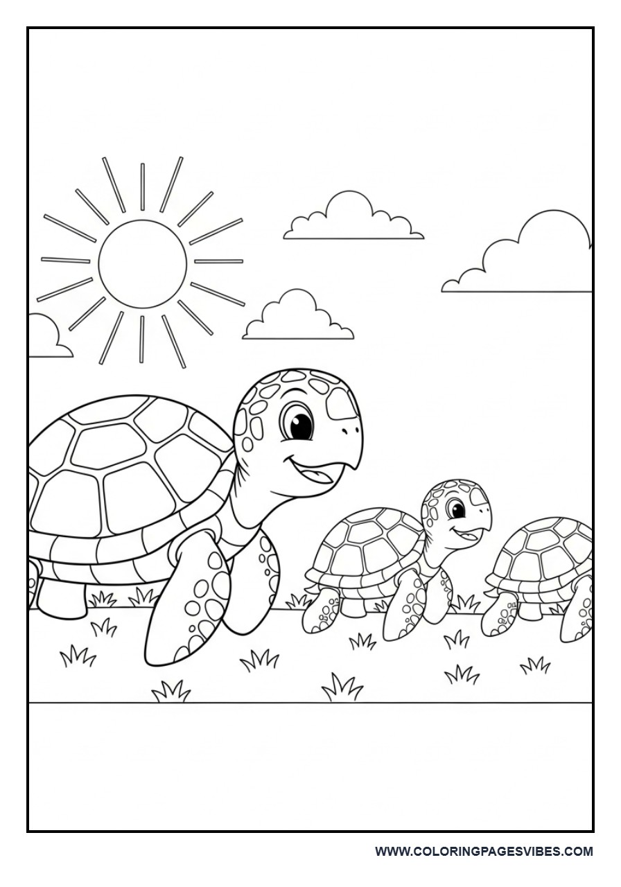 Turtle Family Scene