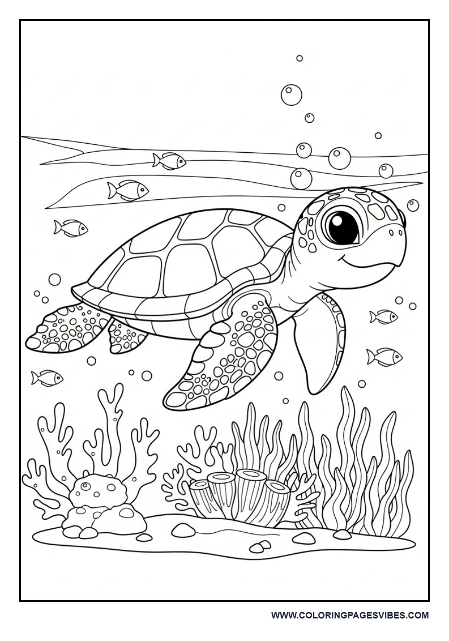 Turtle in Coral Reef