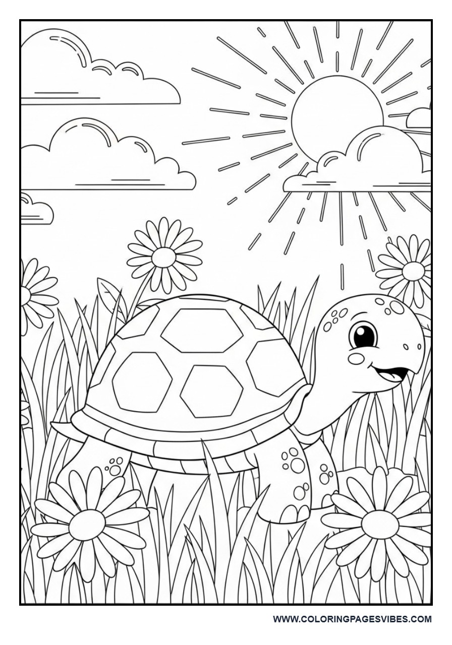 Turtle in Flower Field