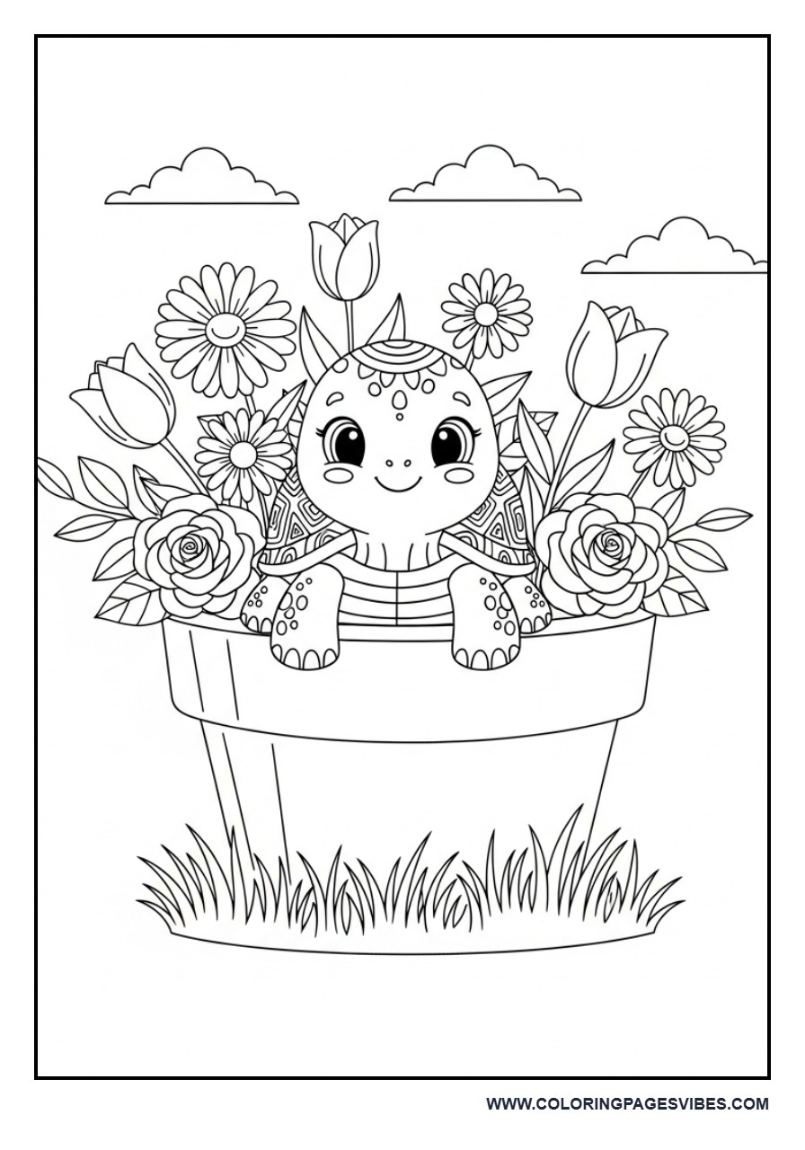 Turtle in Flower Pot