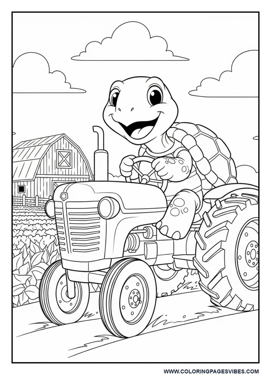 Turtle on Farm Tractor