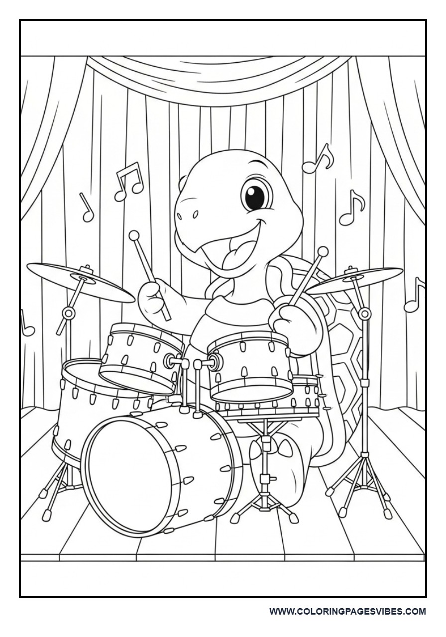Turtle Playing Drums