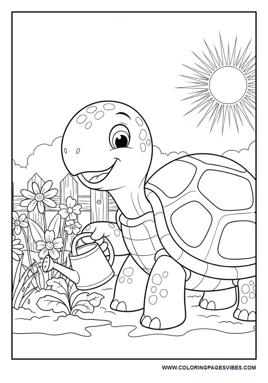 Turtle Watering Plants