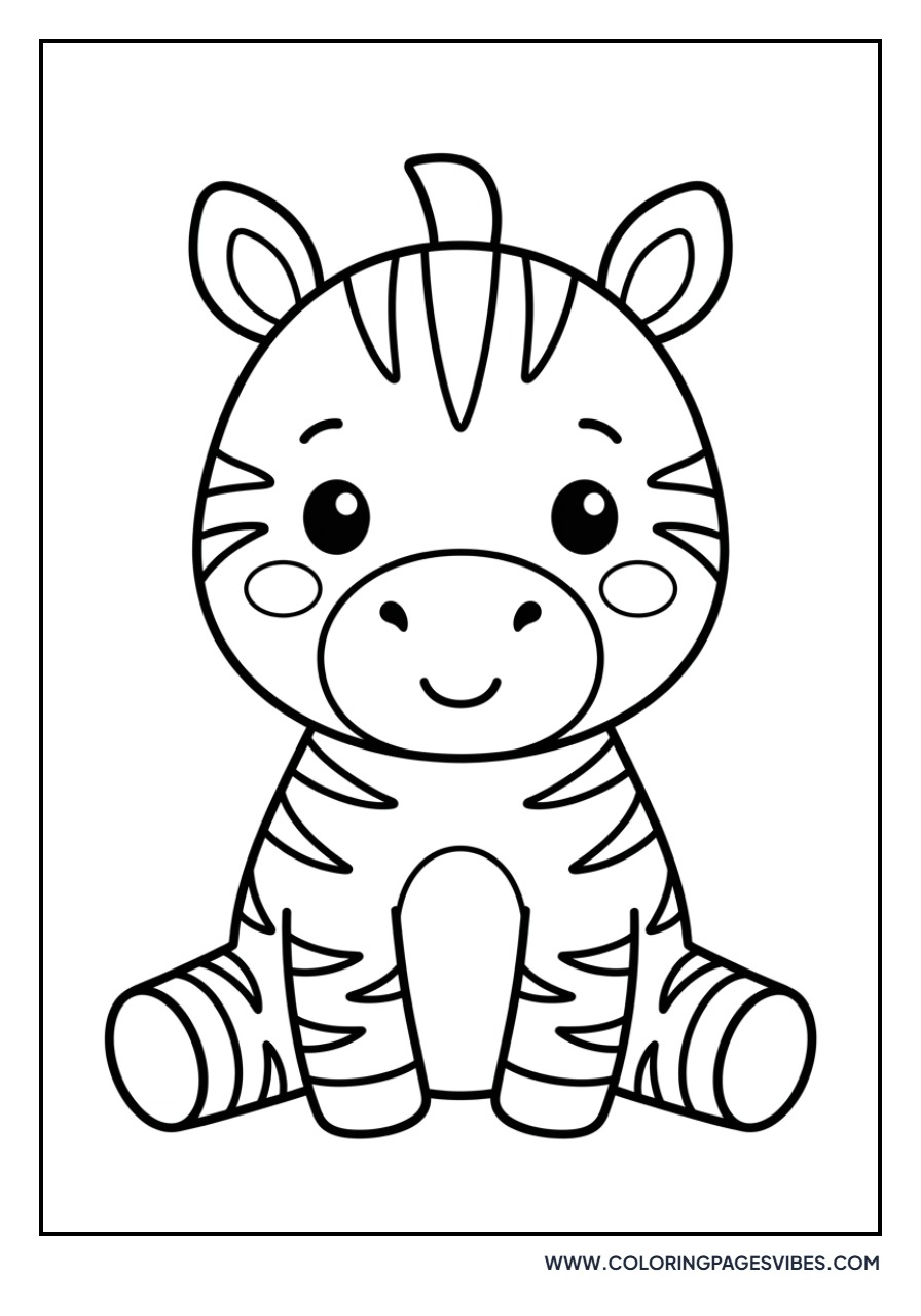 Kawaii Zebra Sitting