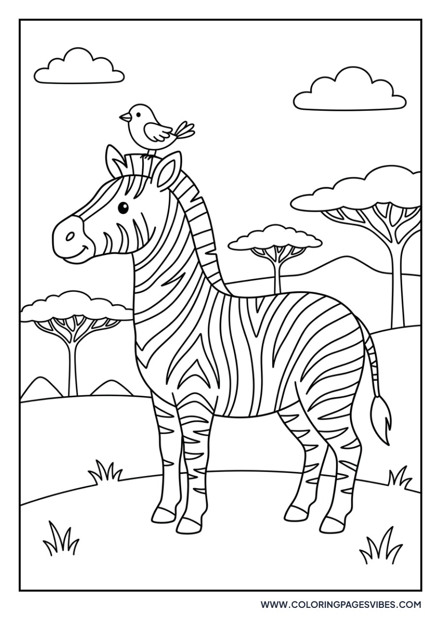 Zebra and Bird