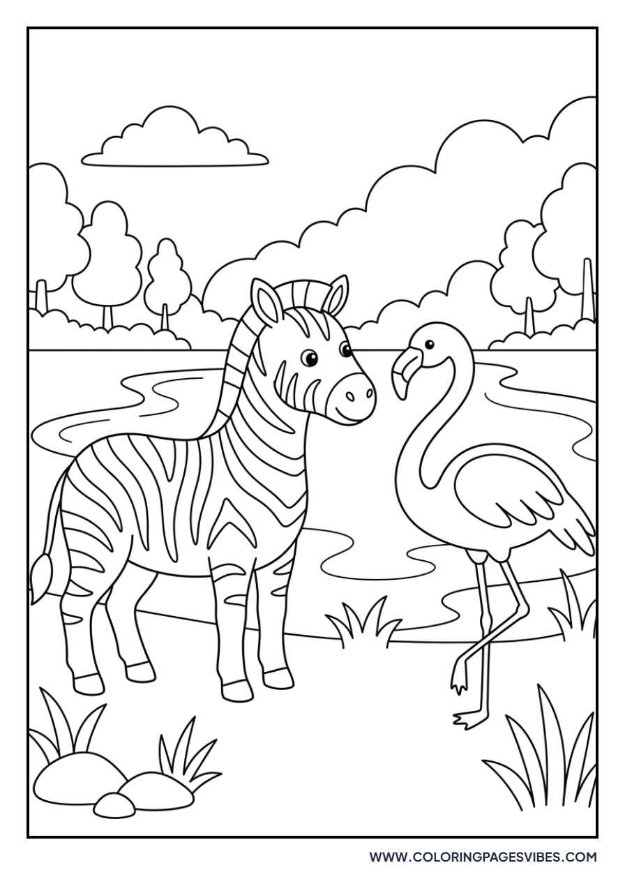 Zebra and Flamingo