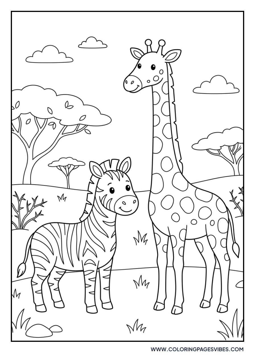 Zebra and Giraffe Friends