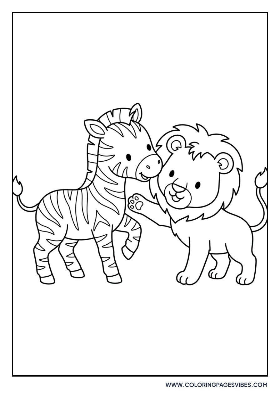 Zebra and Lion Cub