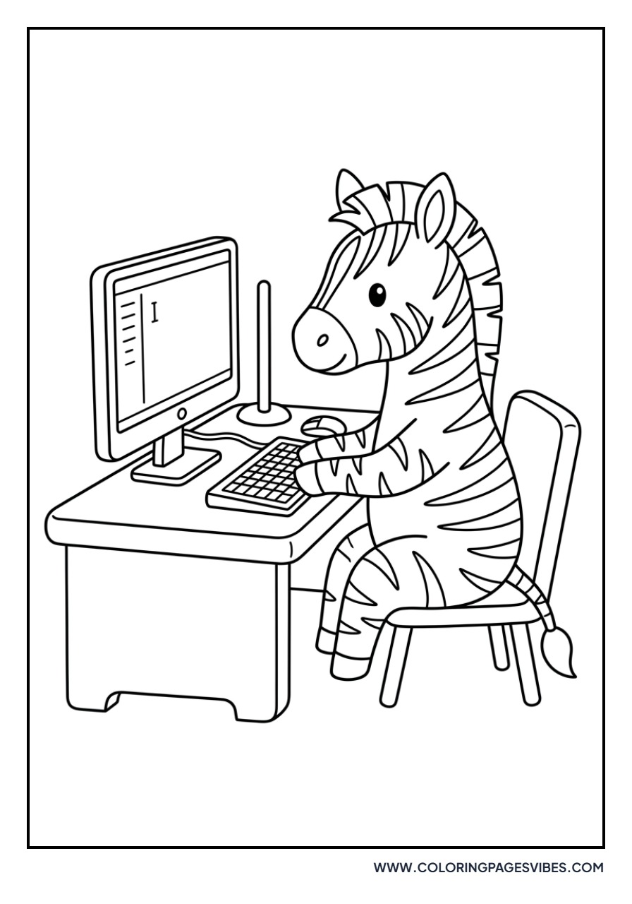 Zebra at a Computer