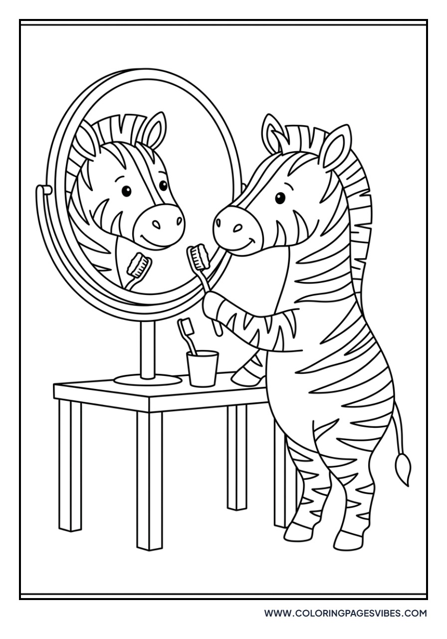 Zebra Brushing Teeth