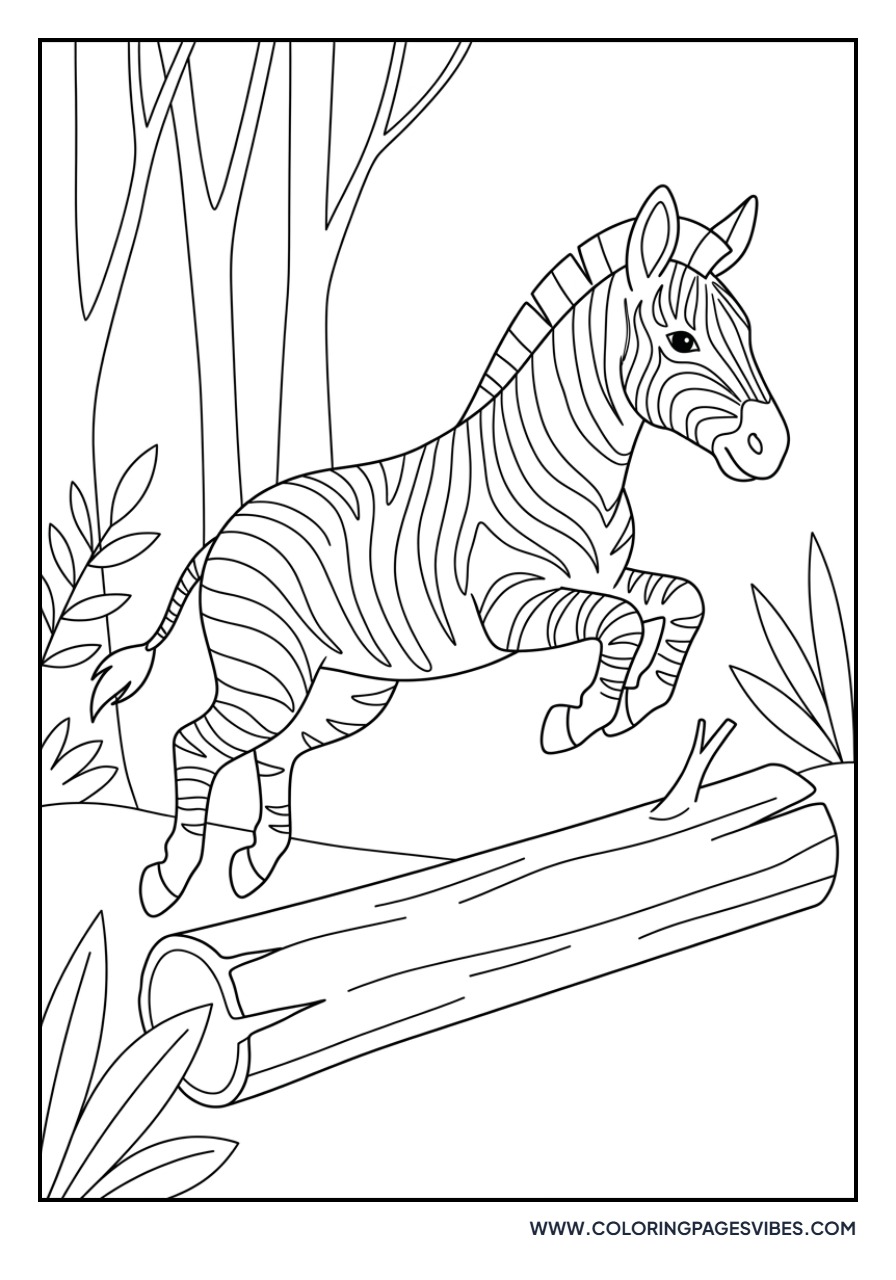 Zebra Jumping over a Log