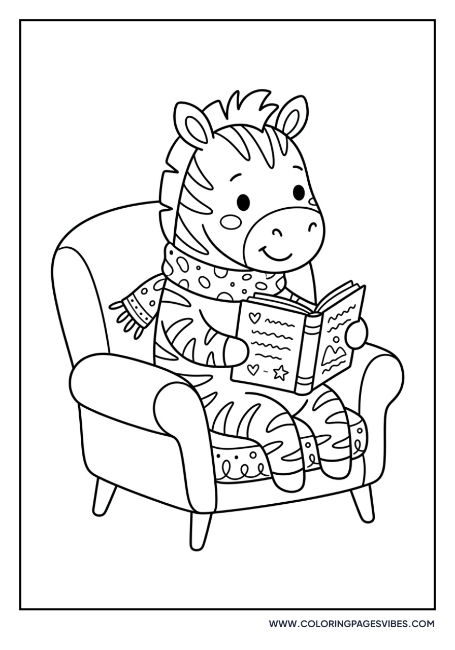 Zebra Reading a Book