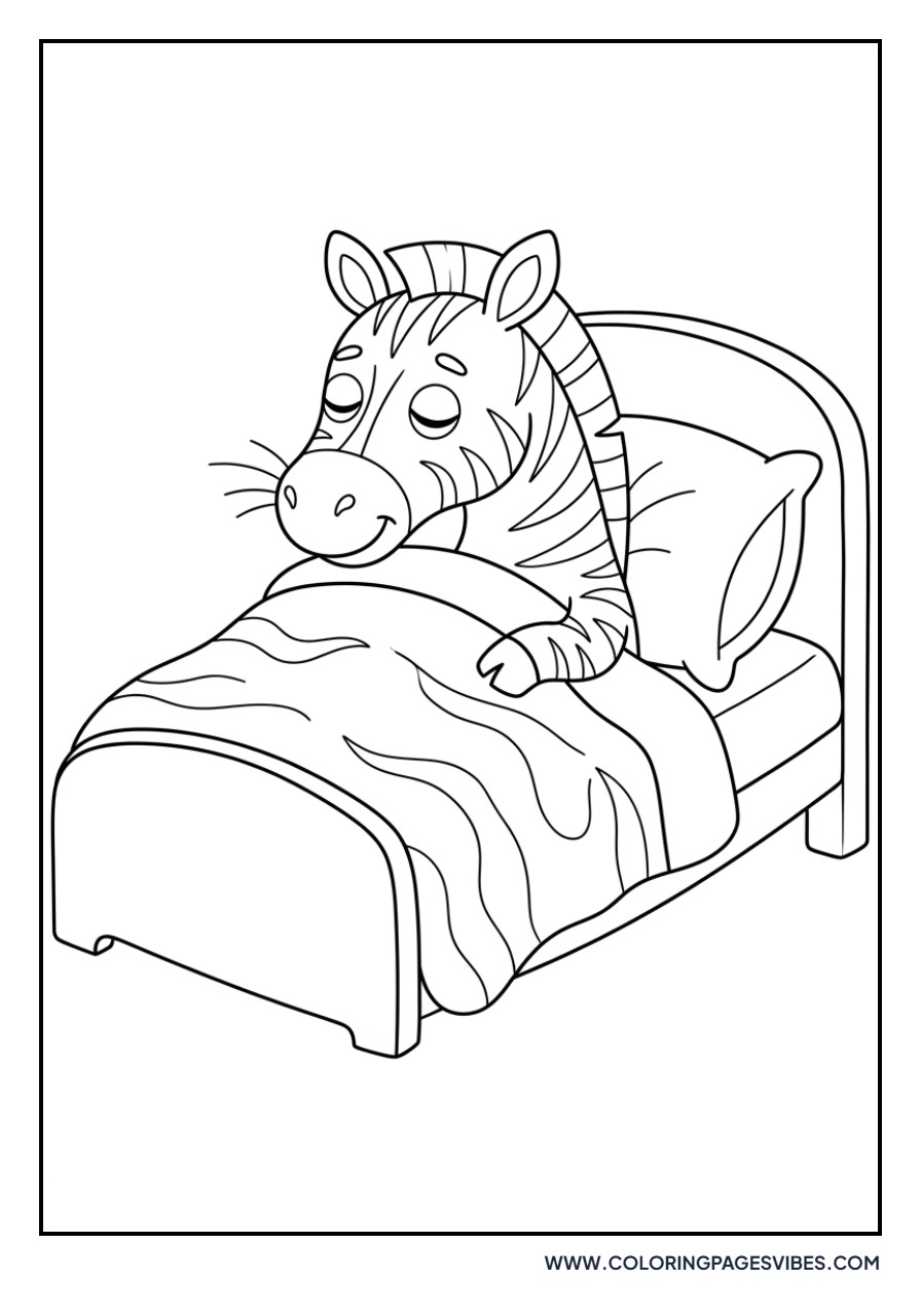 Zebra Sleeping in Bed