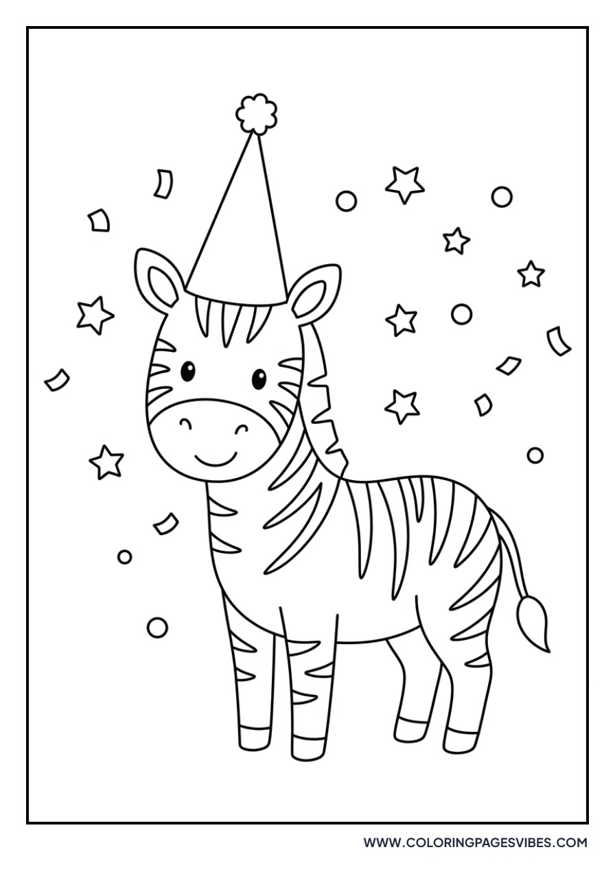 Zebra with a Party Hat