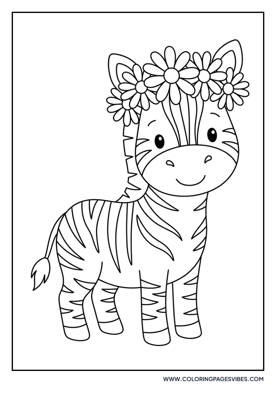 Zebra with Flower Crown