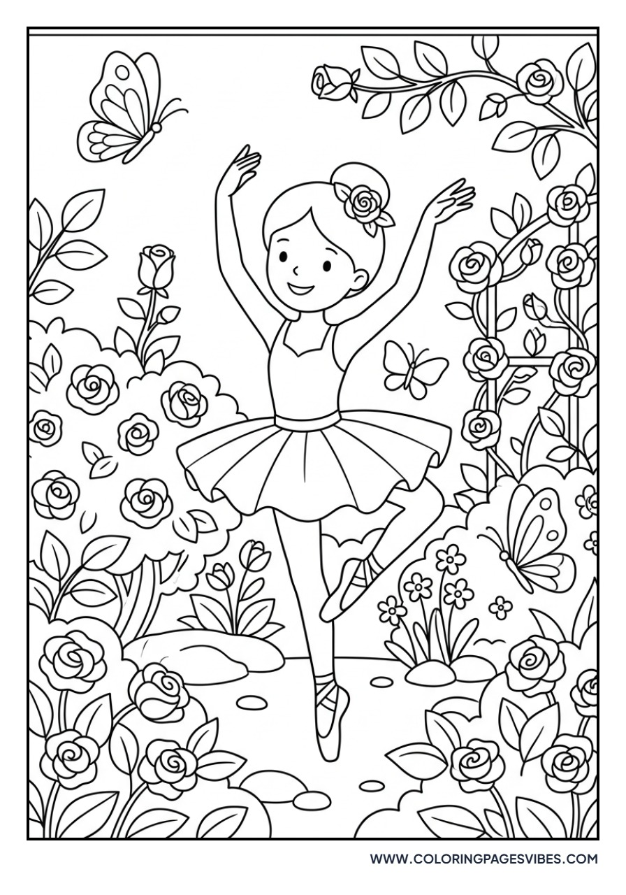 Ballerina in a Rose Garden