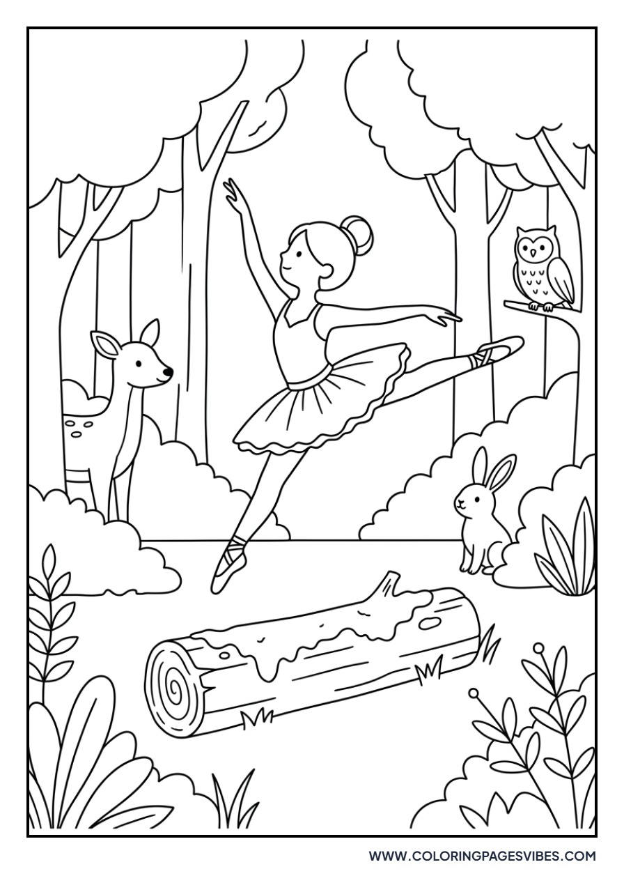 Ballerina Leaping Over a Log