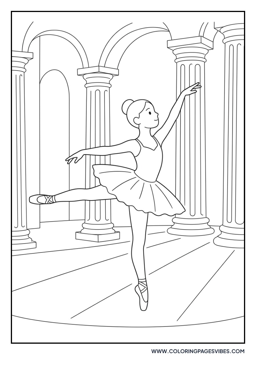 Ballerina on a Stage with Columns