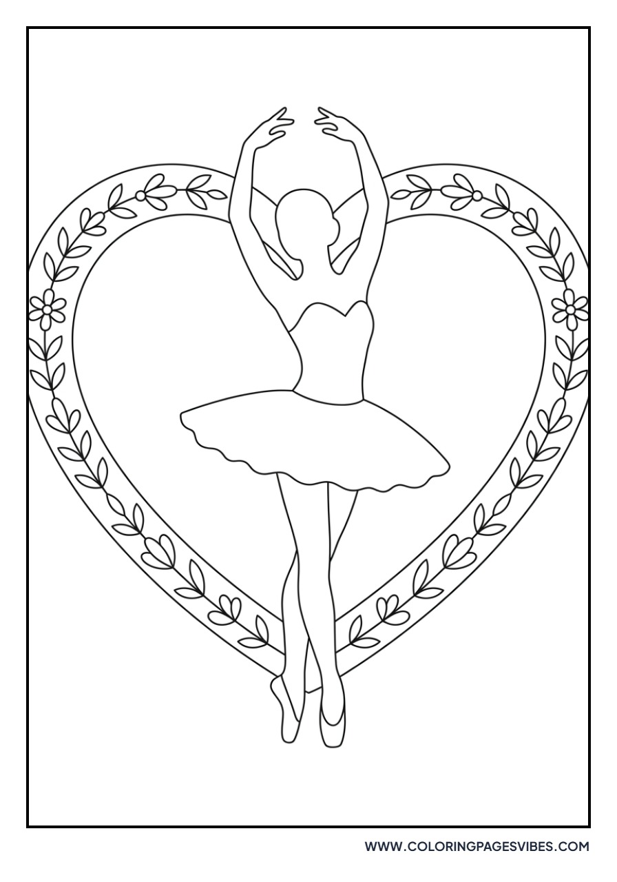 Ballerina Silhouette in a Heart