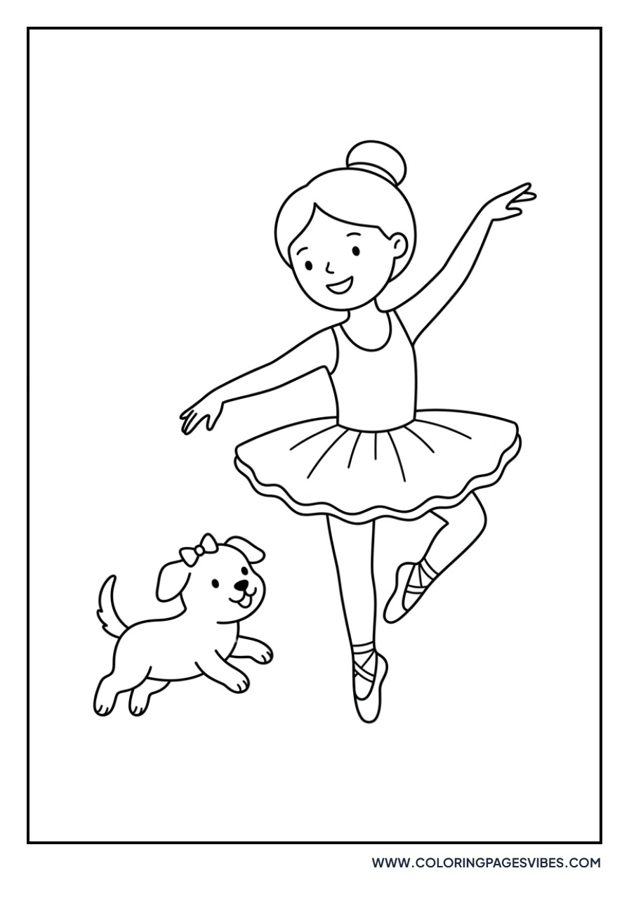 Ballerina with a Pet Dog