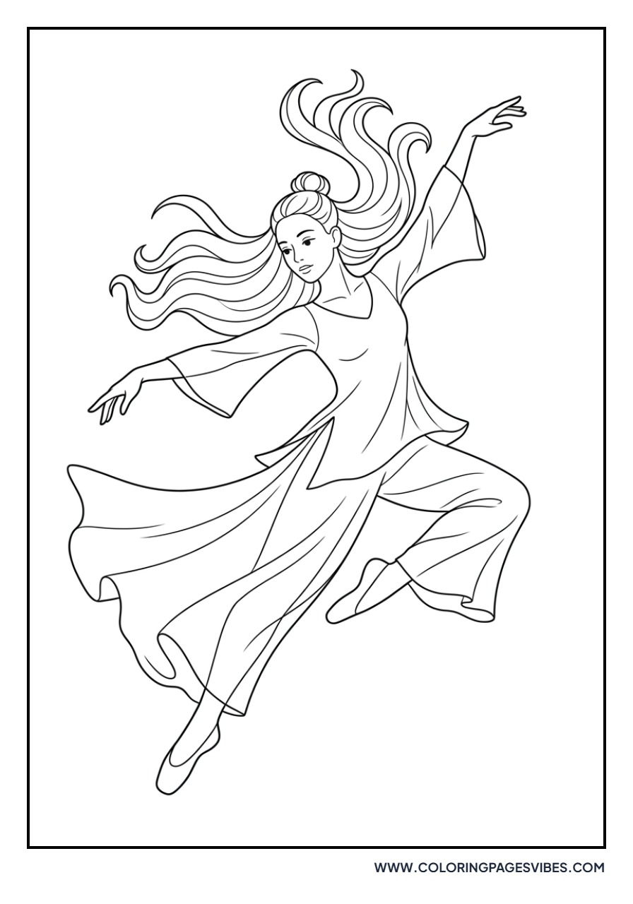 Ballerina with Long Flowing Hair